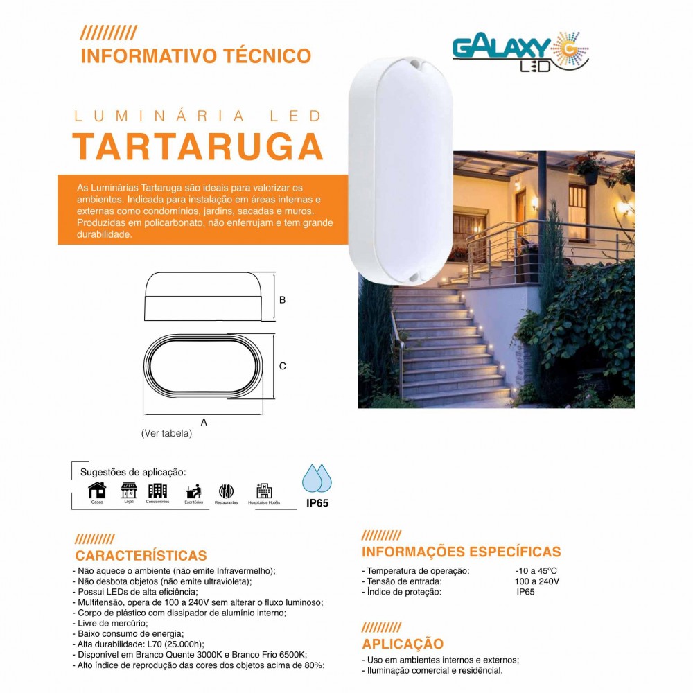 Luminaria Led Tartaruga Galaxy W Bivolt K Luz Branca