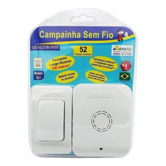 Campainha Residencial Toques Sem Fio Qualitronix Bivolt