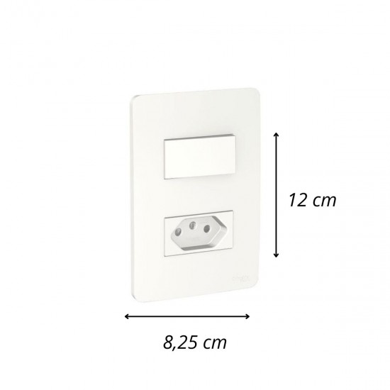 Conjunto de 1 interruptor simples e 1 tomada schneider orion 10a