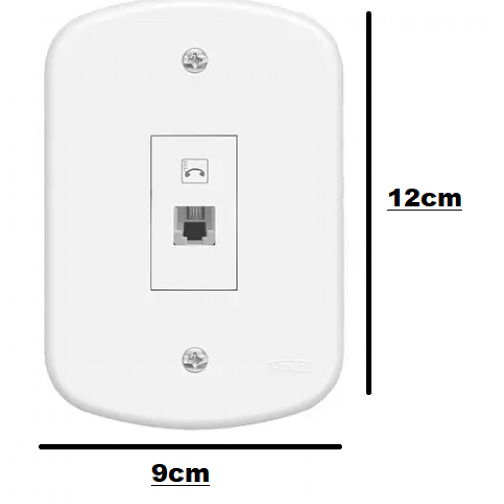 Conjunto Tomada Sobrepor Telefone Rj11 2 Vias Fame Blanc