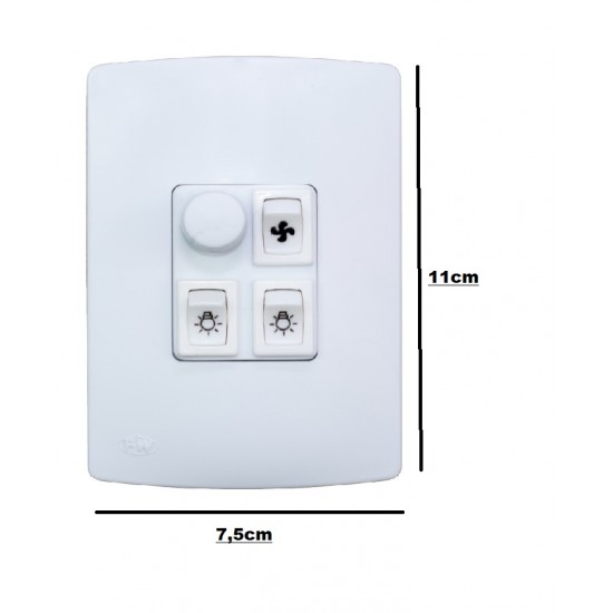 Dimmer Ventilador PW 4x2 Rotativo 2 Lampadas 127V 200W