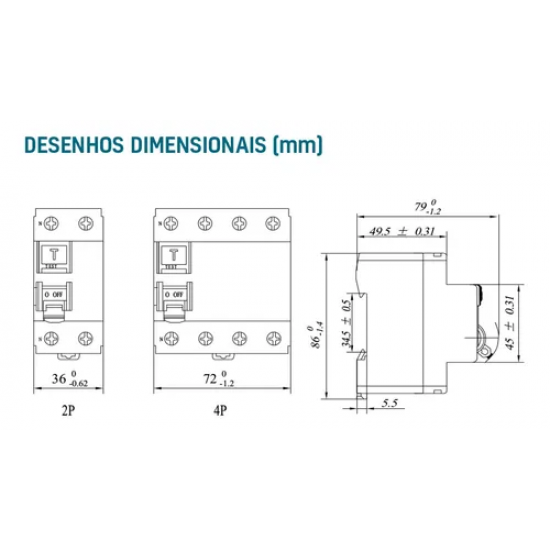 Disjuntor dr quadripolar de 100a tramontina 30ma 6ka tdr100