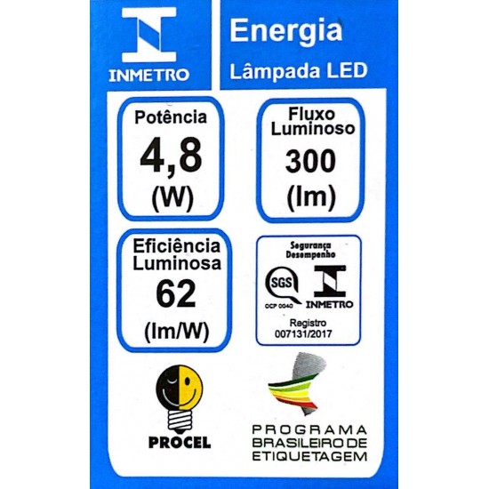 Kit 10 Lampada LED Dicroica AR70 GU10 4,8W 2700K Dimerizavel