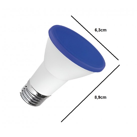 Kit 10 Lampada LED PAR20 Luminatti E27 6W Bivolt Azul