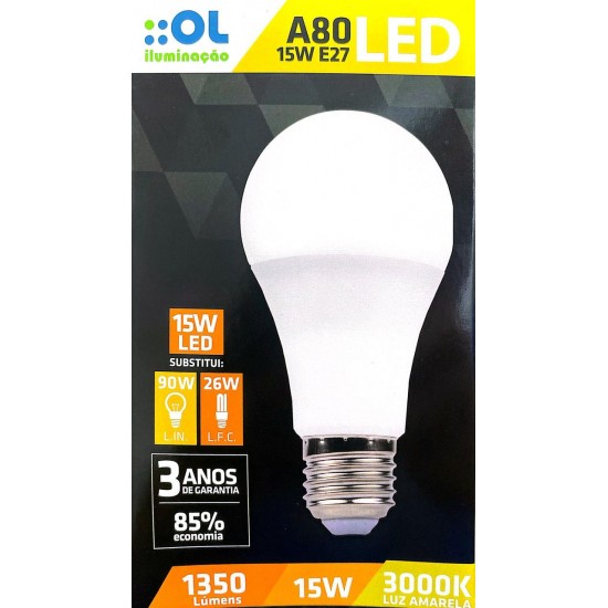 Kit 10 Lampadas LED Bulbo A80 Sylvania E27 15W Bivolt 3000K