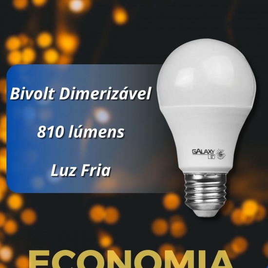 Kit 10  Lampadas LED E27 9,5W Bivolt 6500K Dimerizavel