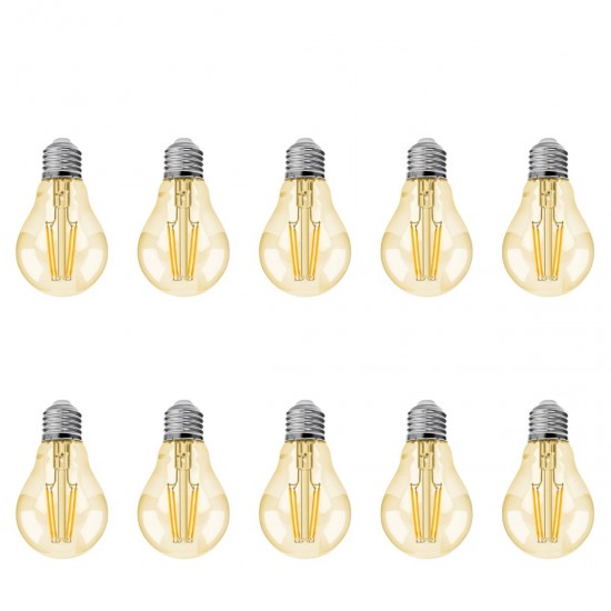 Kit 10 Lampadas LED Filamento A60 Decorativa 4W Bivolt 2200K