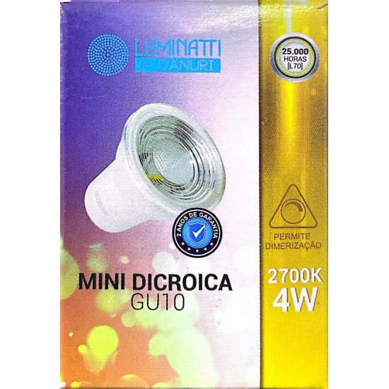 Kit 2 Lampadas LED Dicroica GU10 4W 220V 2700K Dimerizavel