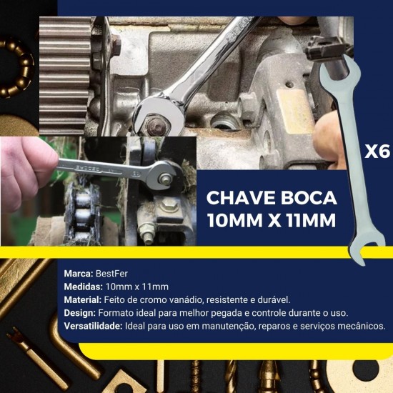 Kit 6 Chaves Boca 10mm x 11mm