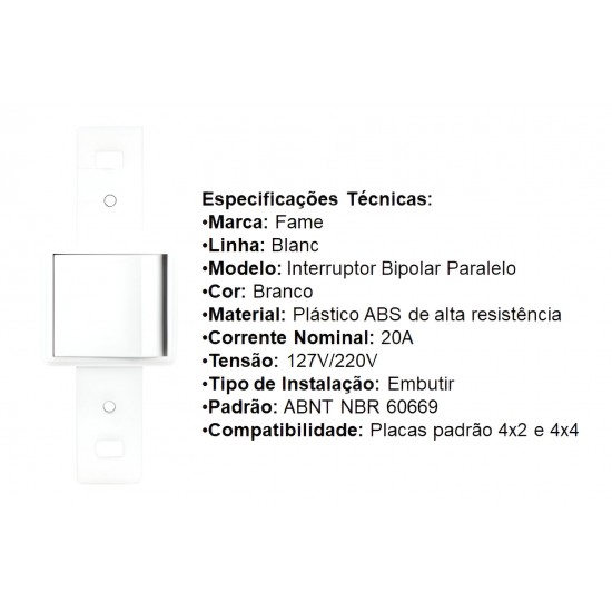 Modulo de interruptor bipolar paralelo 10a fame blanc