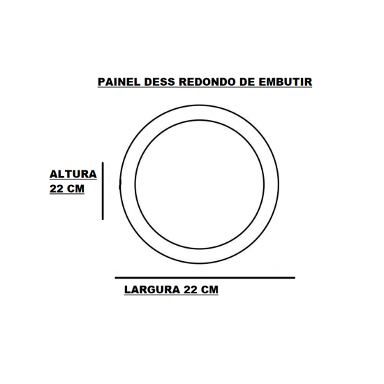 Painel Led Redondo Embutir Dess 18W Bivolt 6500K Luz Branca