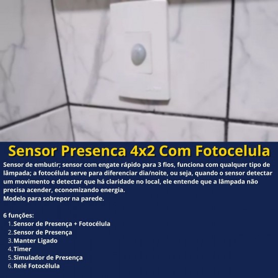 Sensor de presenca 180º com fotocel qualitronix qi2m