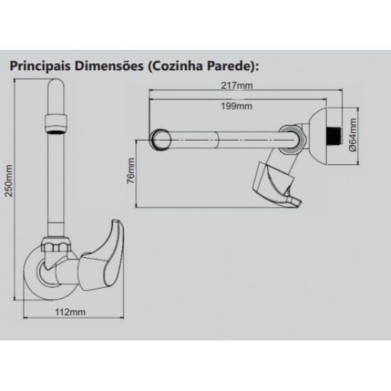 Torneira Parede Acquafam Cozinha Cromado